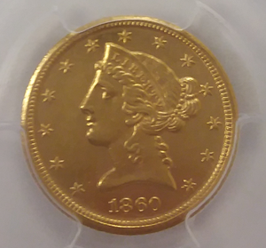 $5 Gold Eagle Collection: 1860-D Medium D Liberty Head Half Eagle