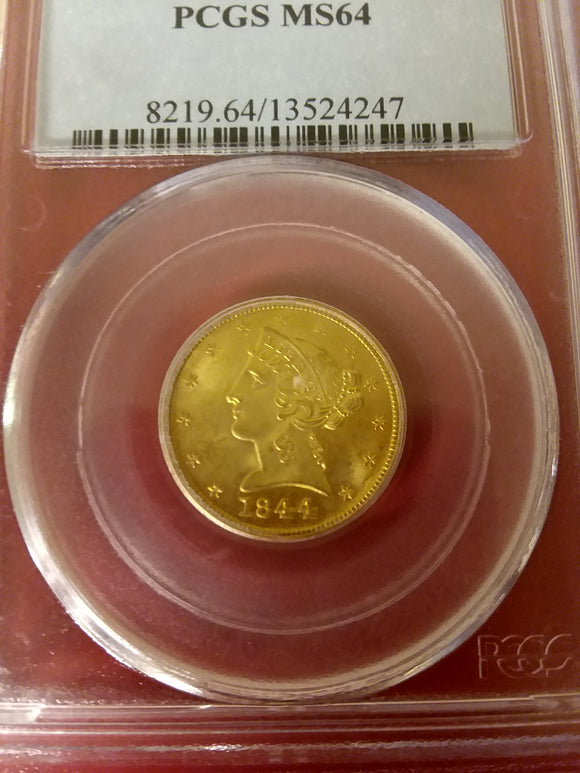 1844 $5 Gold Liberty Obverse PCGS MS64