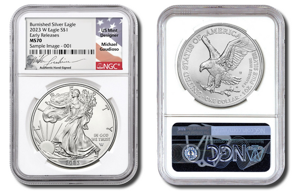 2023-W $1 Burnished Silver Eagle NGC MS70 Early Releases Michael Gaudioso