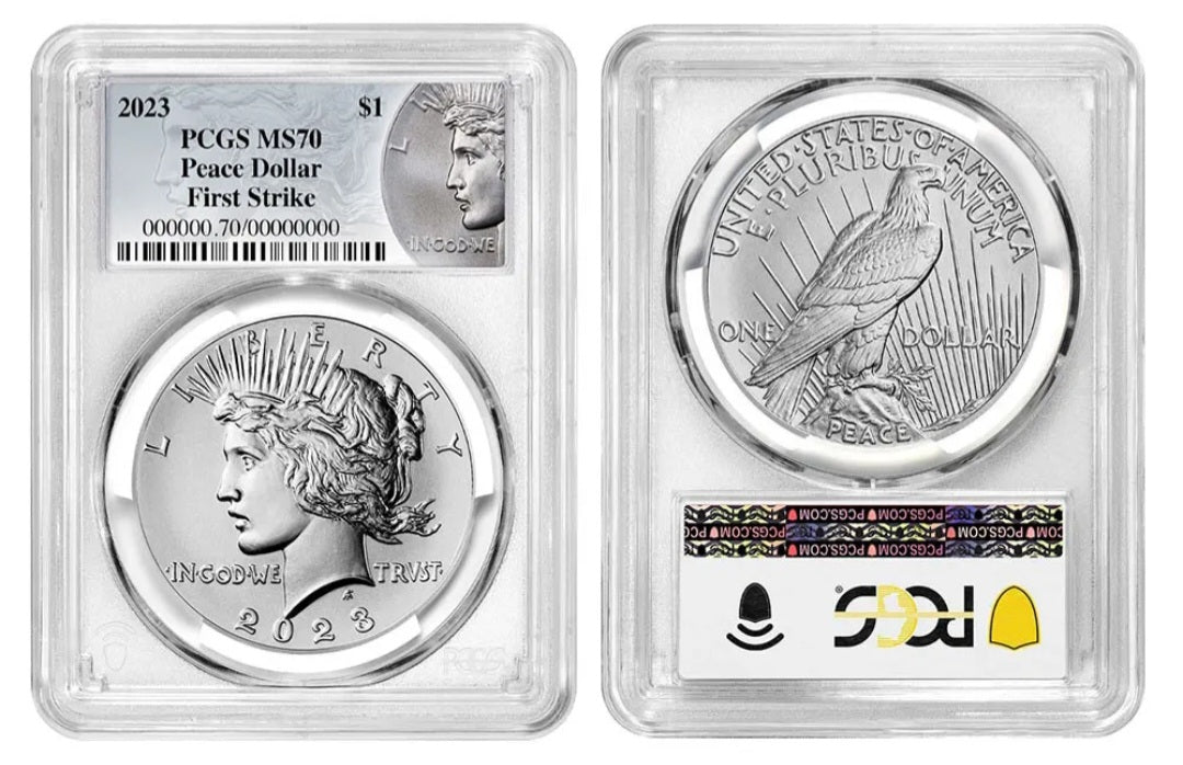 2023 $1 Morgan & Peace Dollar 2 Coin Set PCGS MS70 First Strike