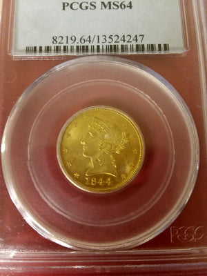 $5 Gold Eagle Collection: 1844 PCGS MS64