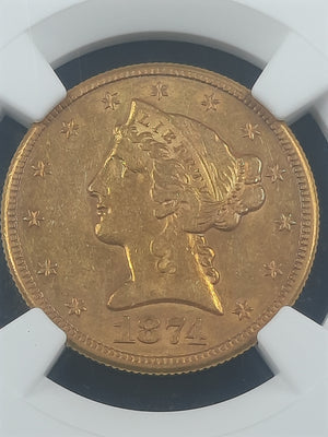 The 1874 CC $5 Gold Liberty is a Great Carson City Date!