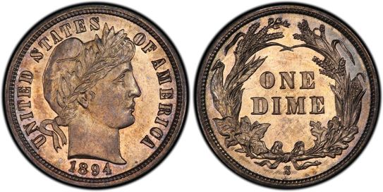 1894 S Barber Dime Obverse and Reverse