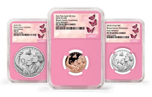 2018 Breast Cancer Awareness Commemorative Coin Set NGC Pink Core Label