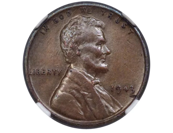 1943 extremely rare copper Lincoln penny obverse