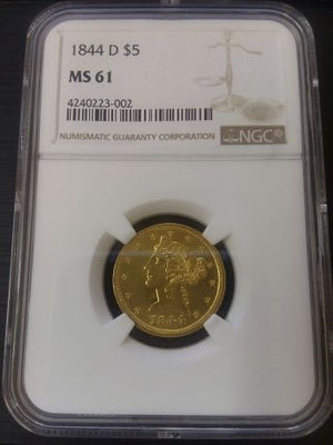 $5 Gold Eagle Collection: 1844-D Liberty Head Half Eagle