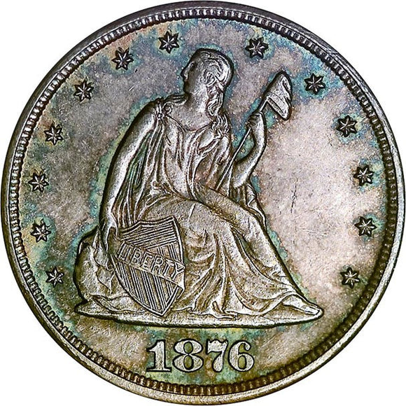1876 CC Authentic 20 Cent coin obverse