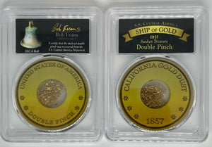 1857 SS Central America Ship of Gold Double Pinch California Gold Dust