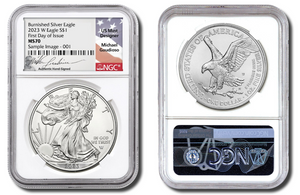 2023-W $1 Burnished Silver Eagle NGC MS70 First Day of Issue Michael Gaudioso