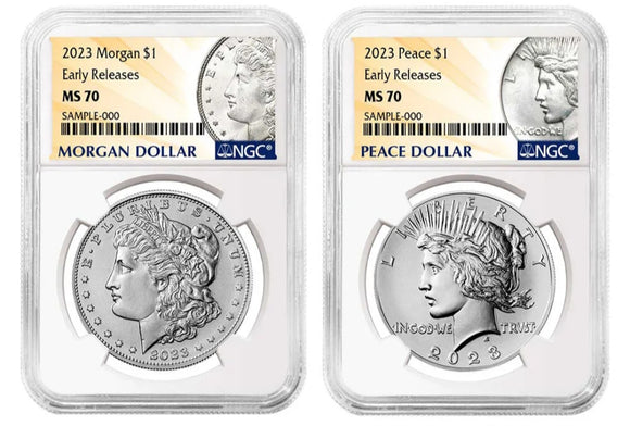 2023 $1 Morgan & Peace Dollar 2 Coin Set NGC MS70 Early Releases