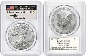 2017-(P) ASE MS70 PCGS First Strike Struck at Philadelphia Mercanti signed label