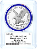 2021-W Proof Silver Eagle Type 2 PCGS PR70DCAM First Strike Emily Damstra Mint Designer Series