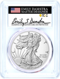 2021 (S) $1 Silver Eagle Type 2 PCGS MS70 FDOI Emergency Issue Emily Damstra Obverse